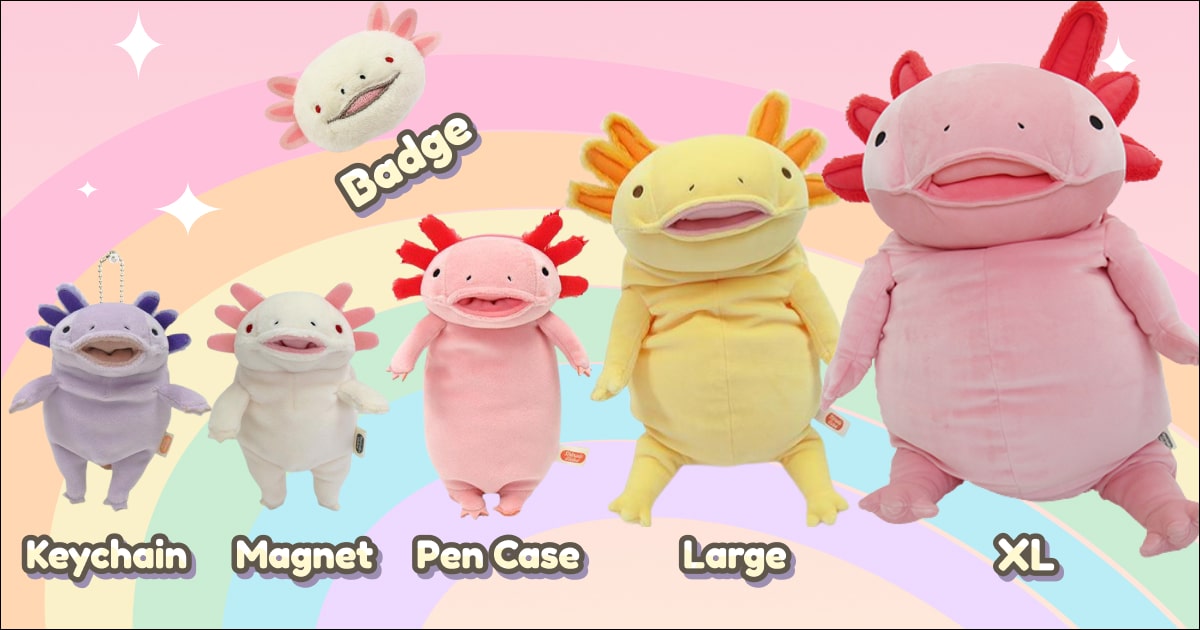 Cute Axolotl plush toy Sizes min
